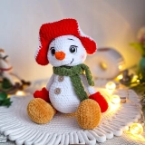 Bałwan szydełkowy 30 cm – ręcznie robiony, maskotka świąteczna