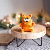 Brelok Pluszowy Pomarańczowy Kot Handmade Szydełko 18 cm Prezent