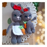 Zestaw królików szydełkowych mama i córka handmade maskotki