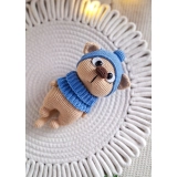 Szydełkowy kot 20 cm maskotka handmade czapka i komin zdejmowane