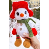 Bałwan szydełkowy 30 cm – ręcznie robiony, maskotka świąteczna