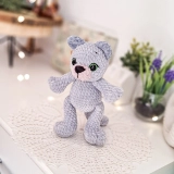Szary kotek 18 cm maskotka szydełkowa ręcznie robiona handmade