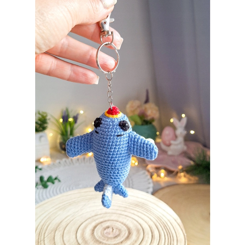 Brelok samolot 9 cm handmade – szydełkowy z bawełny
