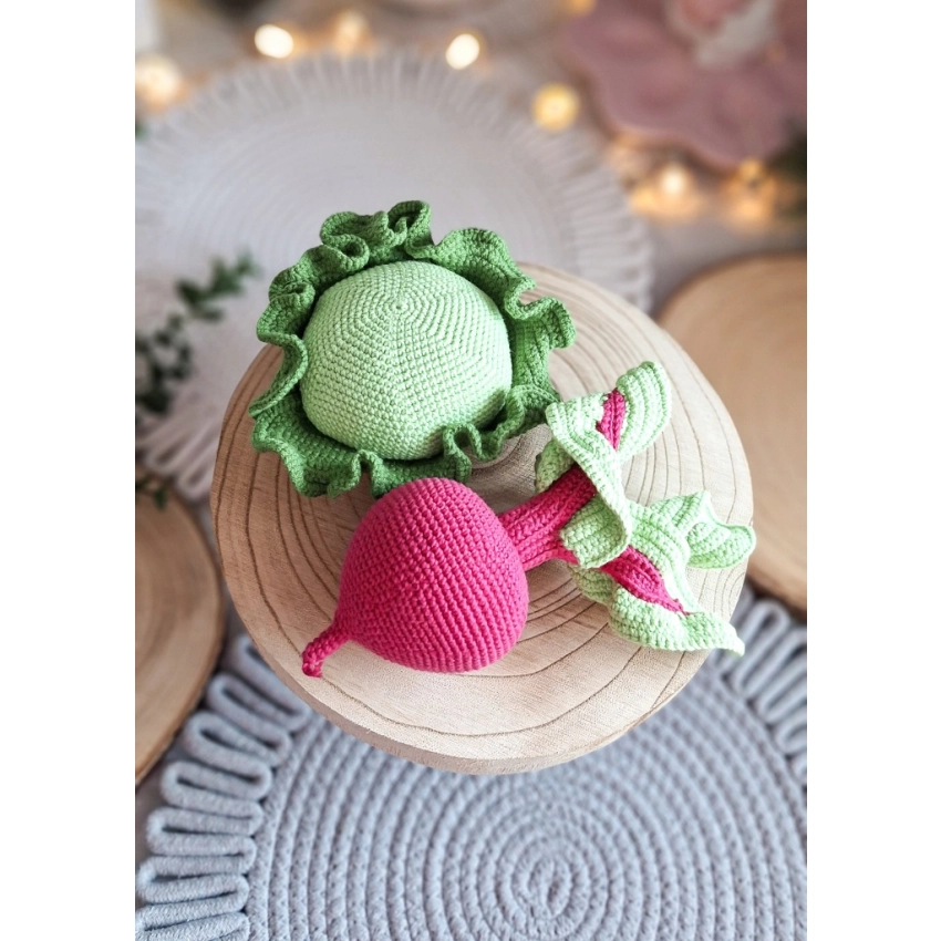 Zestaw Montessori Kapusta i Burak z odczepianą natką Handmade