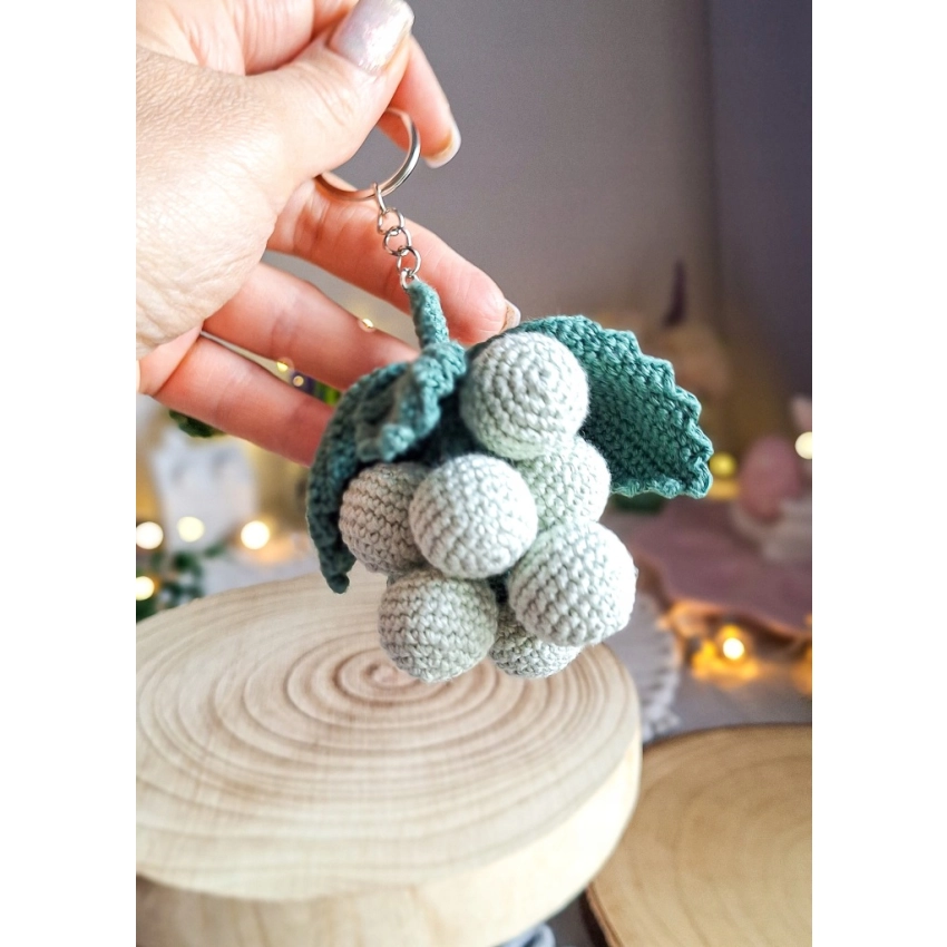 Brelok Winogrona Handmade Szydełkowy Bawełna Owoce Zielone Fioletowe
