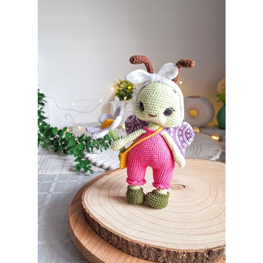 Szydełkowa Laleczka Motylek 20 cm Handmade Prezent dla dziecka