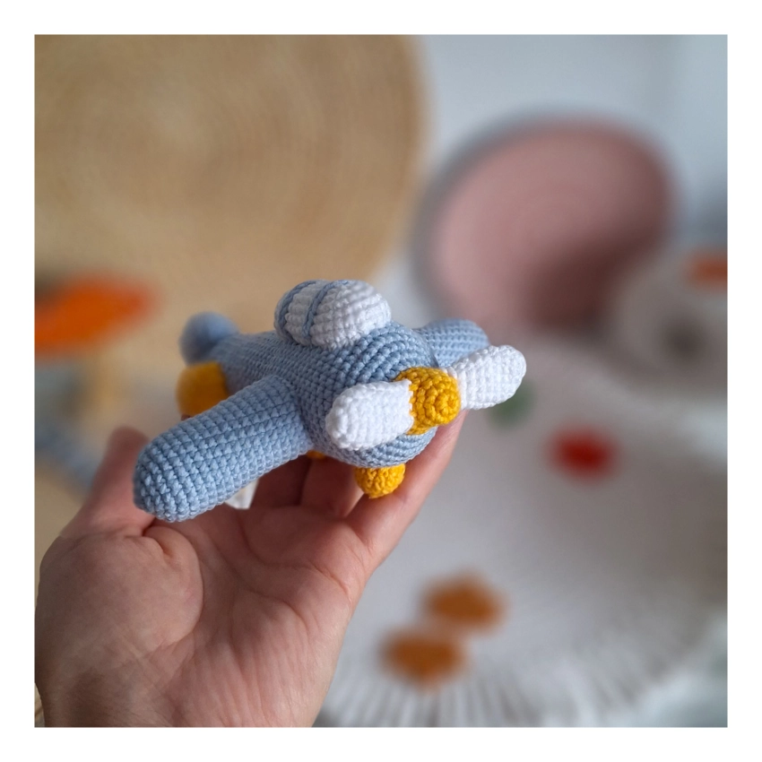 Szydełkowy Pluszowy Samolot, Amigurumi, Dekoracja Pokoju w Stylu Lotniczym, Prezent na Baby Shower