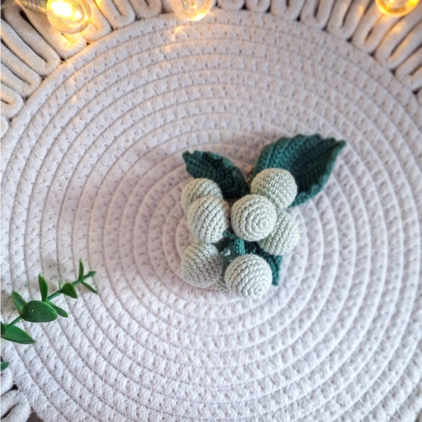 Brelok Winogrona Handmade Szydełkowy Bawełna Owoce Zielone Fioletowe