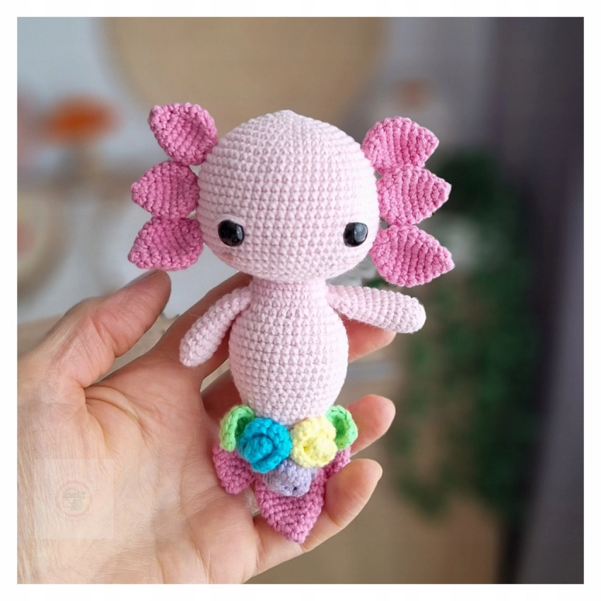 Aksolotl szydełkowy brelok 15 cm amigurumi rękodzieło zabawka