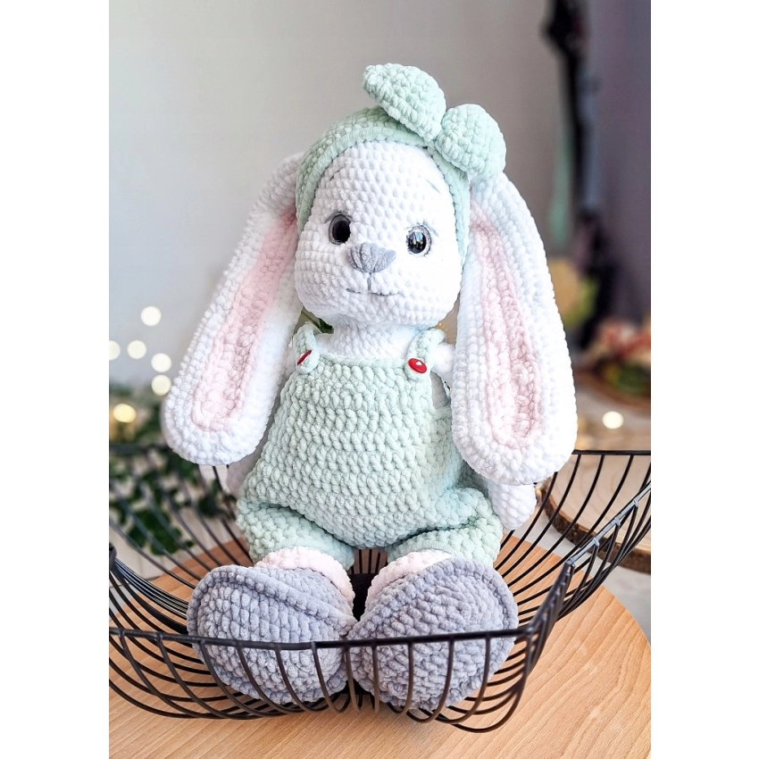 Duży pluszowy zajączek 45 cm maskotka z ubrankiem prezent Montessori