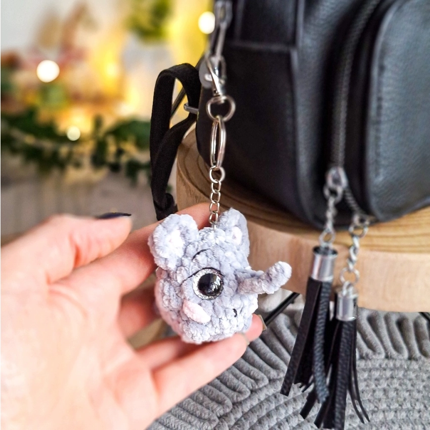 Brelok Słonik Handmade Pluszowy Amigurumi 14 cm do Plecaka Kluczy
