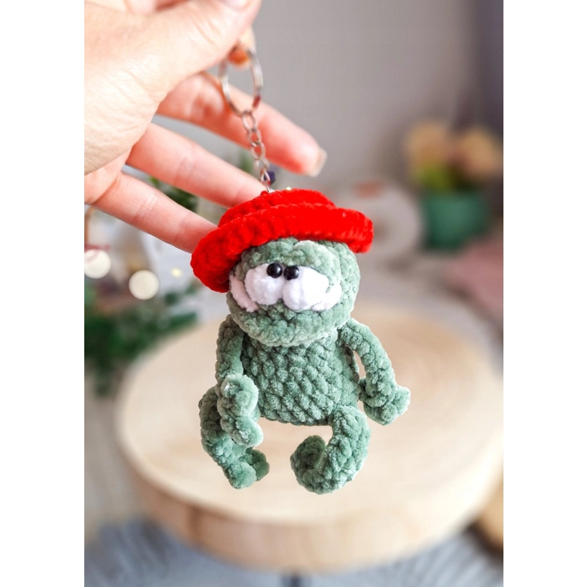 Brelok żabka szydełkowa handmade pluszowa amigurumi 13 cm