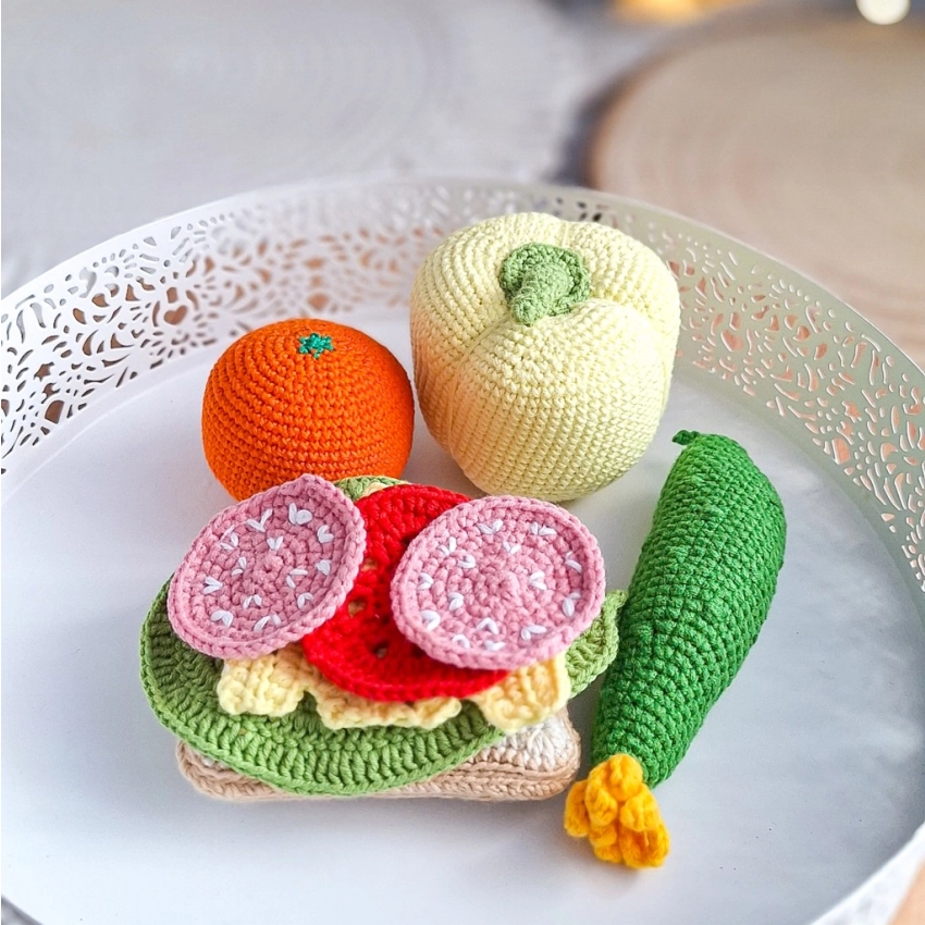 Zestaw Warzywa i Kanapka – Montessori, Rękodzieło Handmade