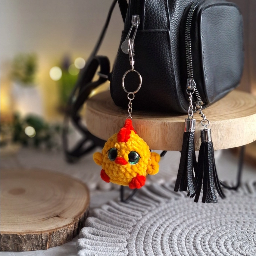 Brelok Kurczaczek Handmade z Pluszowej Włóczki Amigurumi Żółty