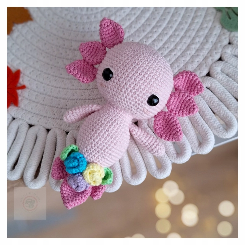 Aksolotl szydełkowy brelok 15 cm amigurumi rękodzieło zabawka