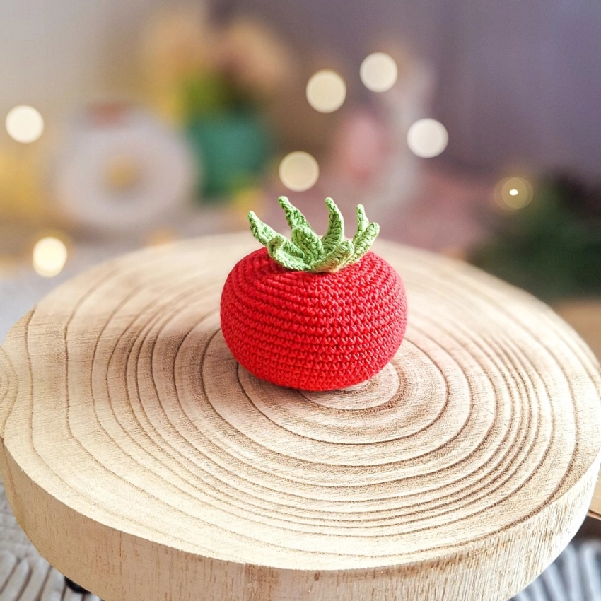 Pomidor szydełkowy Handmade Montessori Warzywo Bawełna 7 cm